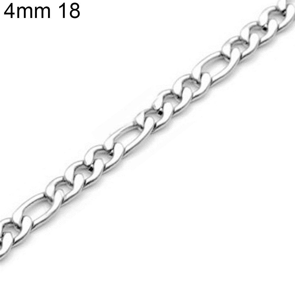 3mm-7mm Men Fashion Stainless Steel Band Figaro Chain Necklace 18Inch - 26Inch Image 3