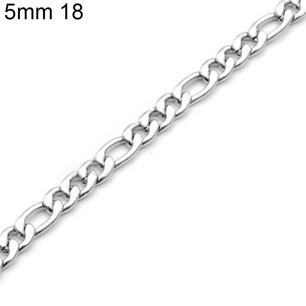 3mm-7mm Men Fashion Stainless Steel Band Figaro Chain Necklace 18Inch - 26Inch Image 4