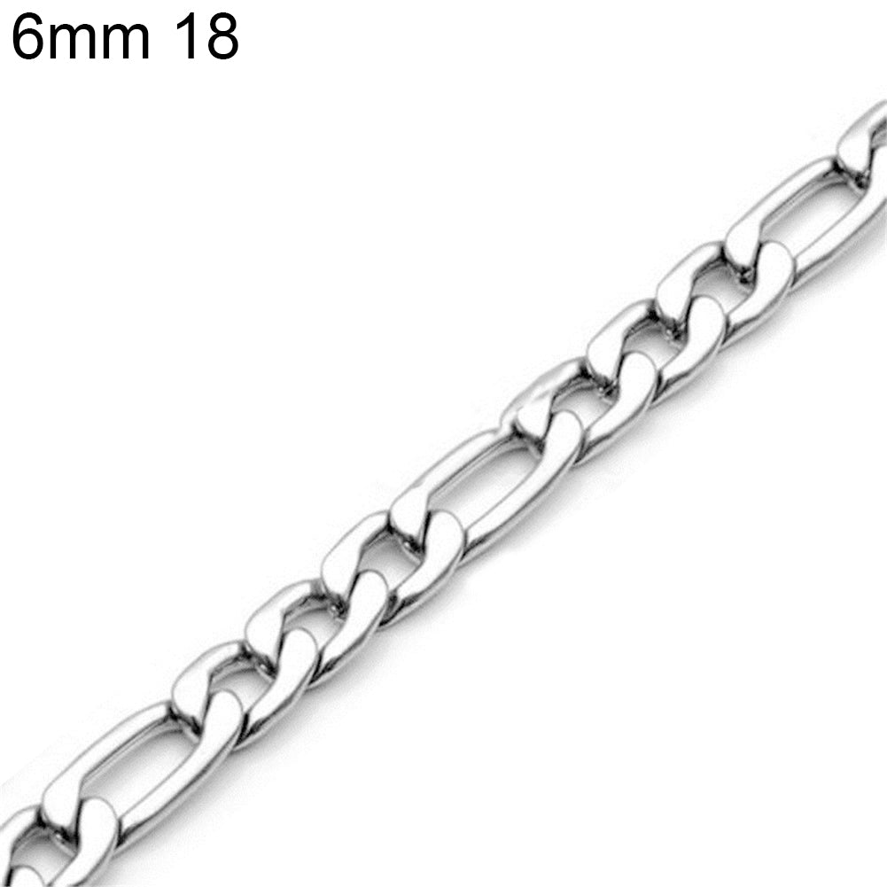 3mm-7mm Men Fashion Stainless Steel Band Figaro Chain Necklace 18Inch - 26Inch Image 4