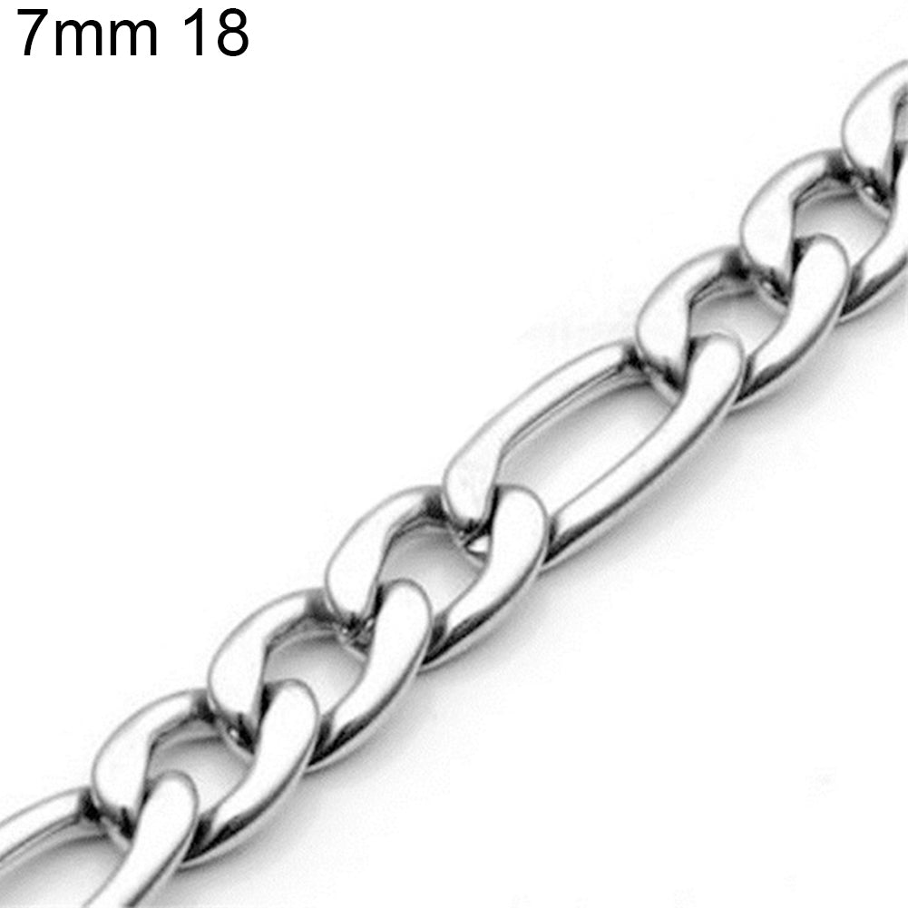 3mm-7mm Men Fashion Stainless Steel Band Figaro Chain Necklace 18Inch - 26Inch Image 6