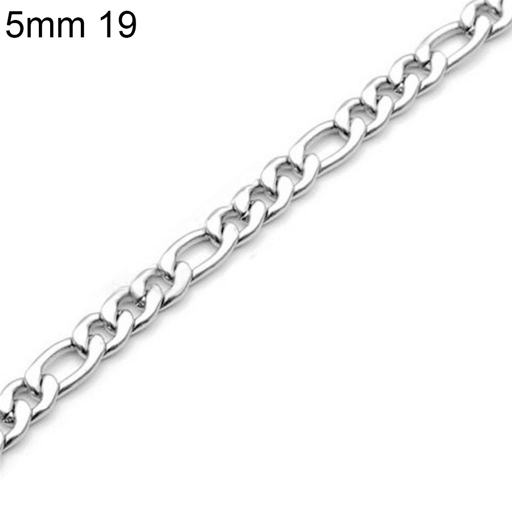 3mm-7mm Men Fashion Stainless Steel Band Figaro Chain Necklace 18Inch - 26Inch Image 9