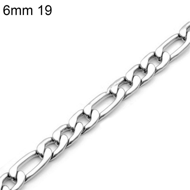 3mm-7mm Men Fashion Stainless Steel Band Figaro Chain Necklace 18Inch - 26Inch Image 10