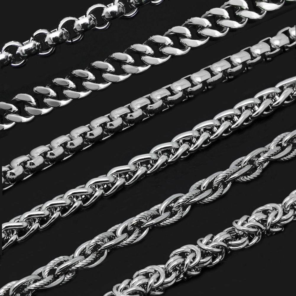 2-9mm Mens Womens Stainless Steel Silver Plated Twist Link Chain Necklace Image 11