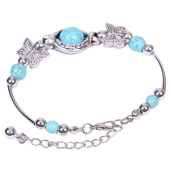 Womens Fashion Turquoise Beads Bracelet Charming Alloy Bangle Jewelry Gift Image 8