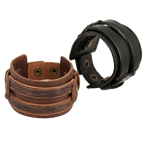 Men Women Punk Retro Wide Faux Leather Belt Bracelet Wristband Jewelry Gift Image 1