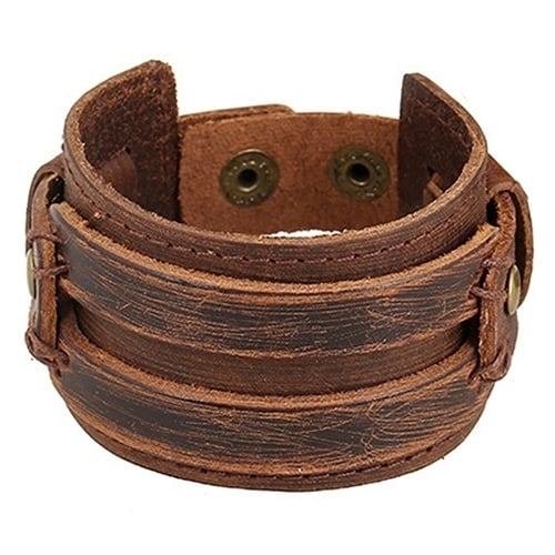 Men Women Punk Retro Wide Faux Leather Belt Bracelet Wristband Jewelry Gift Image 1