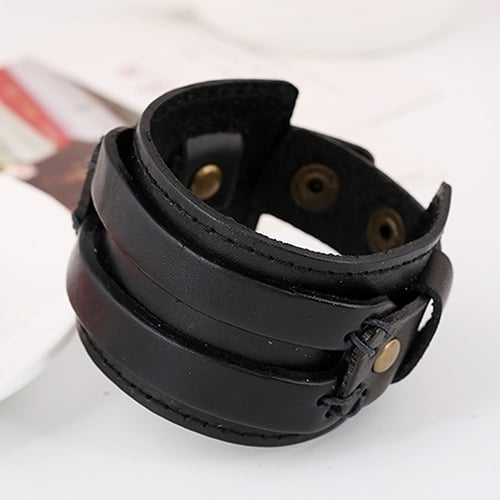 Men Women Punk Retro Wide Faux Leather Belt Bracelet Wristband Jewelry Gift Image 7