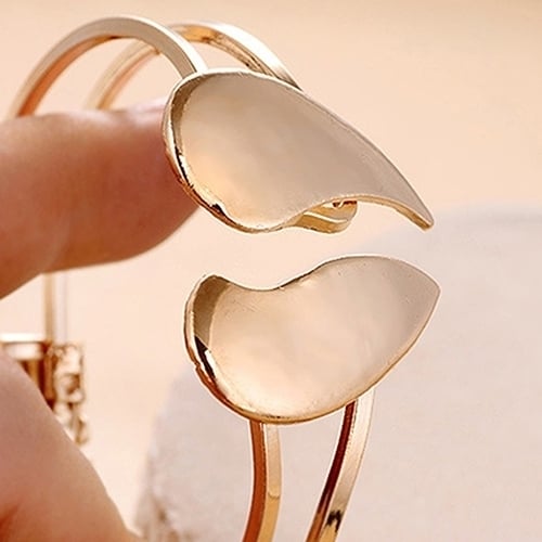 Women Gold Plated Cuff Bangle Alloy Couple Love Heart Bracelet Jewelry Charms Image 2