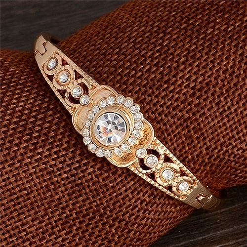 Womens Fashion Gold Plated Rhinestone Exquisite Twist Bangle Charm Jewelry Gift Image 2