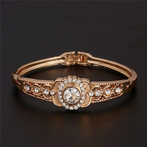 Womens Fashion Gold Plated Rhinestone Exquisite Twist Bangle Charm Jewelry Gift Image 4