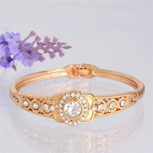 Womens Fashion Gold Plated Rhinestone Exquisite Twist Bangle Charm Jewelry Gift Image 8