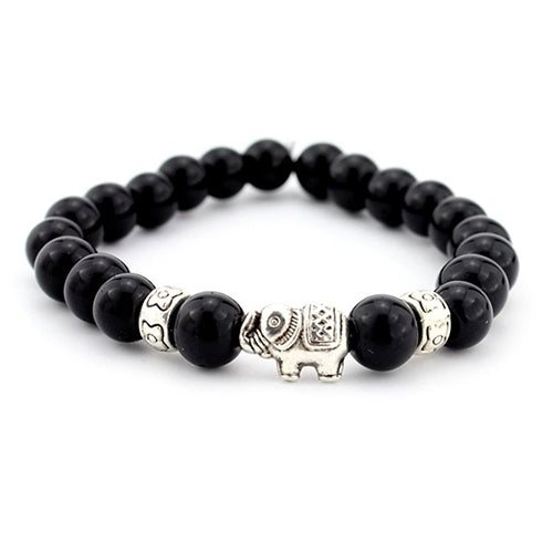 Womens Mens Elephant Bracelet Elastic Rope Beads Chain Bangle Jewelry Charms Image 1