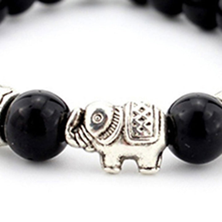 Womens Mens Elephant Bracelet Elastic Rope Beads Chain Bangle Jewelry Charms Image 2