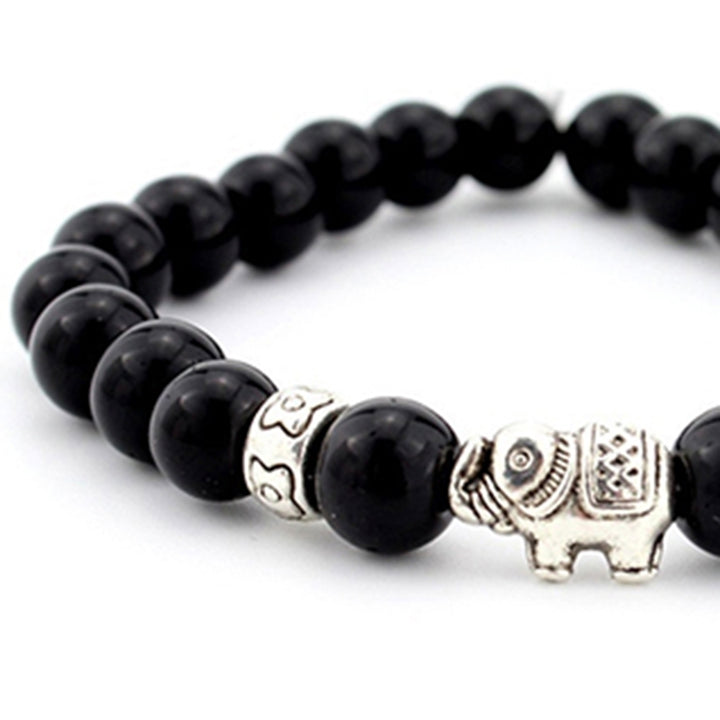 Womens Mens Elephant Bracelet Elastic Rope Beads Chain Bangle Jewelry Charms Image 4