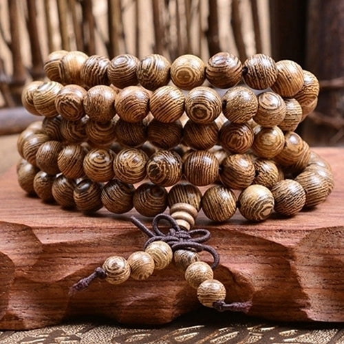 Women Men 8mm Wooden Bead Buddhist Prayer Mala Necklace Bracelet Gift Jewelry Image 1