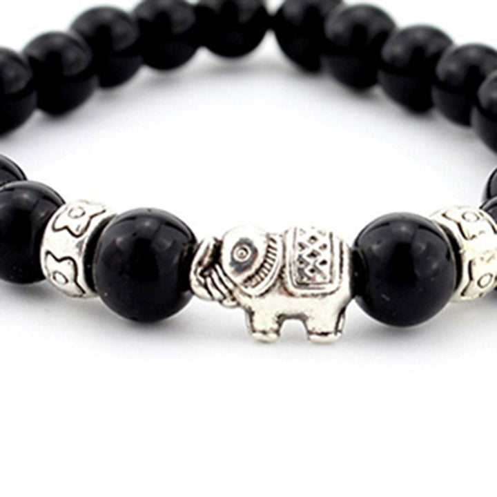 Womens Mens Elephant Bracelet Elastic Rope Beads Chain Bangle Jewelry Charms Image 4