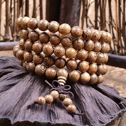 Women Men 8mm Wooden Bead Buddhist Prayer Mala Necklace Bracelet Gift Jewelry Image 2