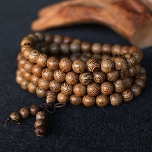 Women Men 8mm Wooden Bead Buddhist Prayer Mala Necklace Bracelet Gift Jewelry Image 3