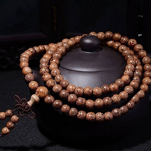 Women Men 8mm Wooden Bead Buddhist Prayer Mala Necklace Bracelet Gift Jewelry Image 4