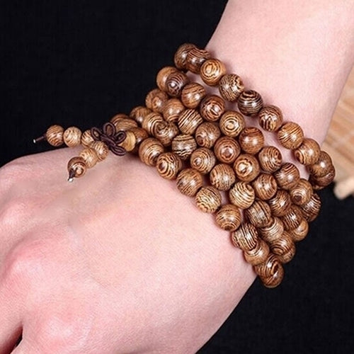 Women Men 8mm Wooden Bead Buddhist Prayer Mala Necklace Bracelet Gift Jewelry Image 4