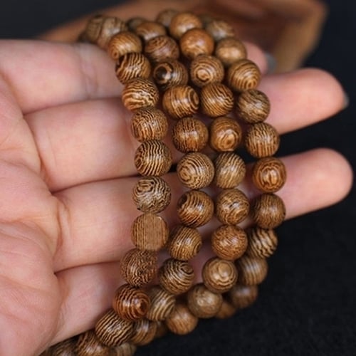 Women Men 8mm Wooden Bead Buddhist Prayer Mala Necklace Bracelet Gift Jewelry Image 6