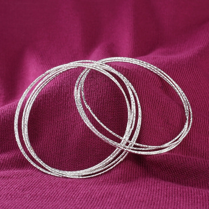 10Pcs Womens Fashion Etched Dimpled Circle Bangles Bracelets Jewelry Gift Image 11