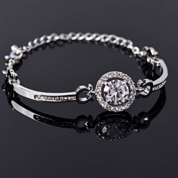 Luxury Cubic Zirconia Inlaid Adjustable Chain Bracelet Bangle Women Jewelry Gift Image 7