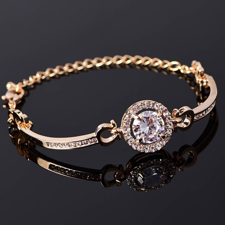 Luxury Cubic Zirconia Inlaid Adjustable Chain Bracelet Bangle Women Jewelry Gift Image 8