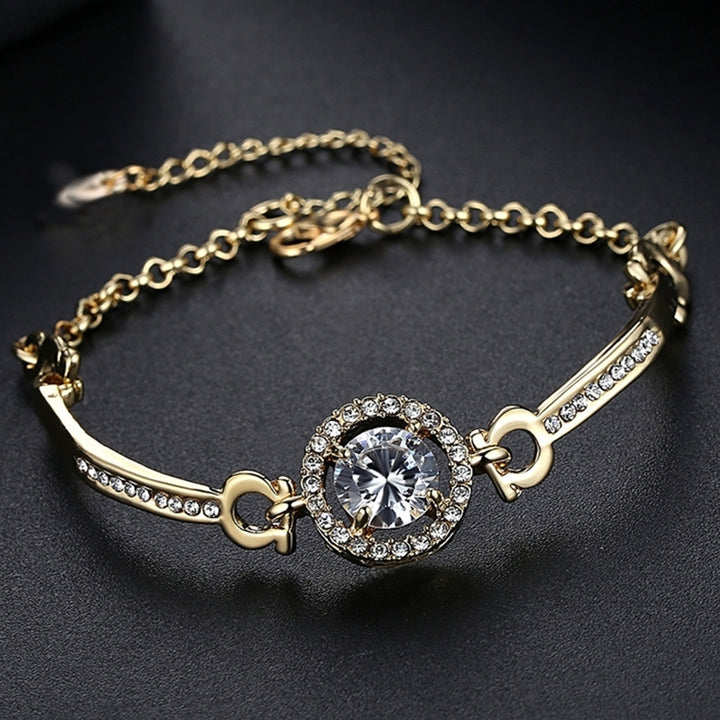 Luxury Cubic Zirconia Inlaid Adjustable Chain Bracelet Bangle Women Jewelry Gift Image 9