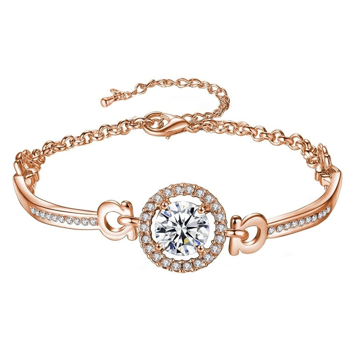 Luxury Cubic Zirconia Inlaid Adjustable Chain Bracelet Bangle Women Jewelry Gift Image 1