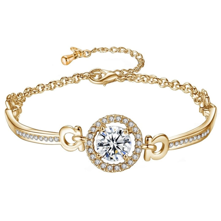 Luxury Cubic Zirconia Inlaid Adjustable Chain Bracelet Bangle Women Jewelry Gift Image 1