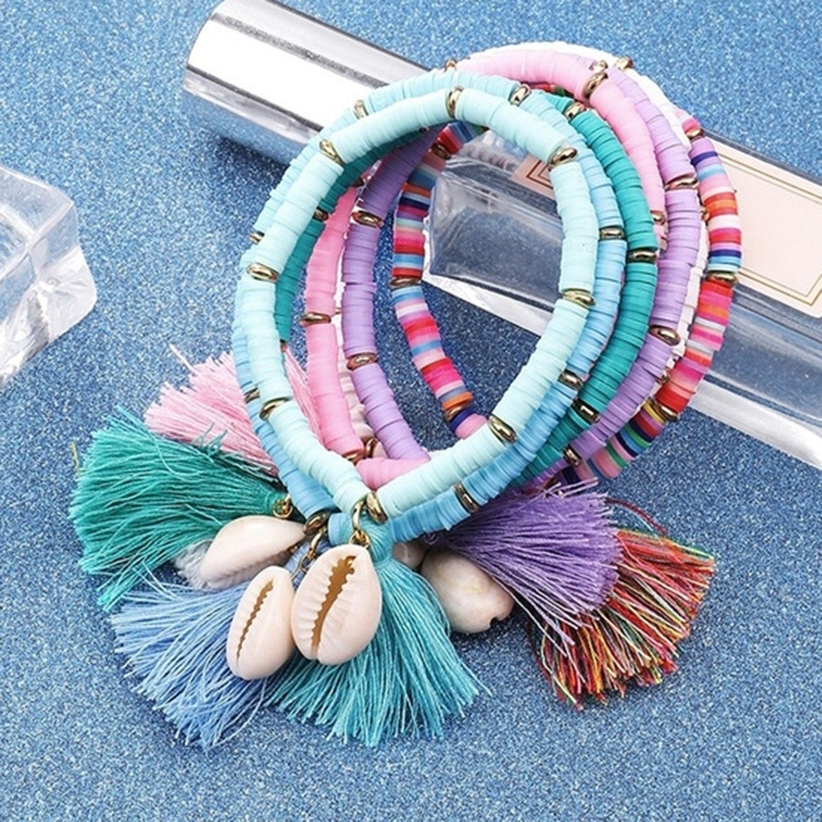 Friendship Bracelet Bohemian Rope Shell Charm Tassel Bangle Women Jewelry Gift Image 1