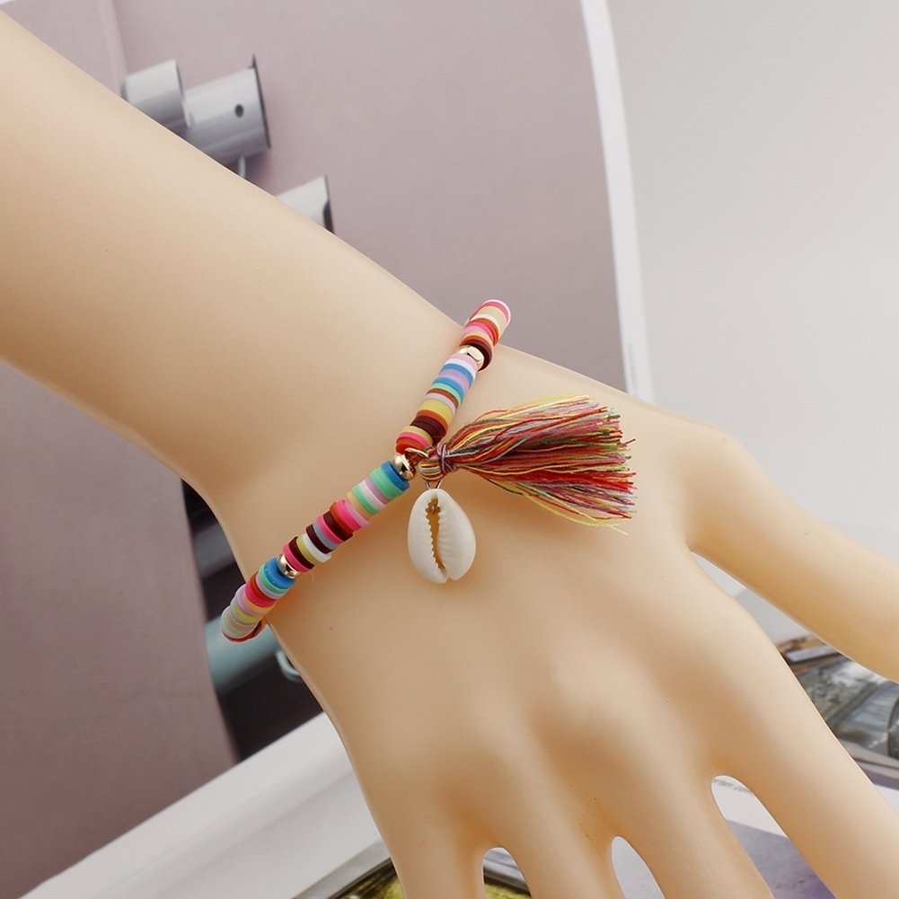 Friendship Bracelet Bohemian Rope Shell Charm Tassel Bangle Women Jewelry Gift Image 12