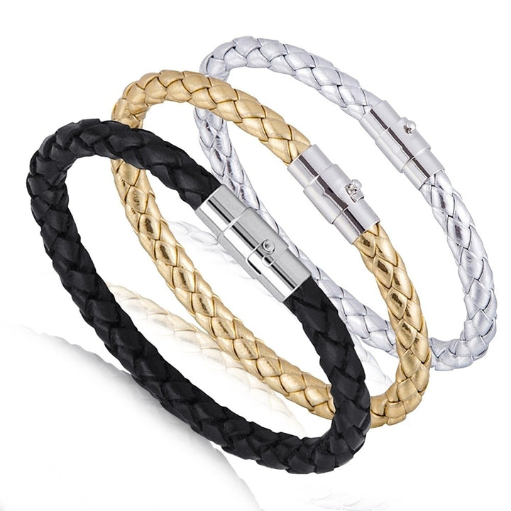 Women Fashion Leather Rope Braided Buckle Bracelet Bangle Wrap Jewelry Gift Image 1