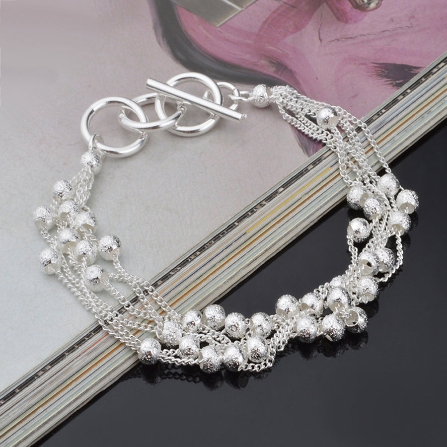 Women Shiny Faux Pearl Beads Bangle Shimmers Charm Chain Bracelet Jewelry Gift Image 1