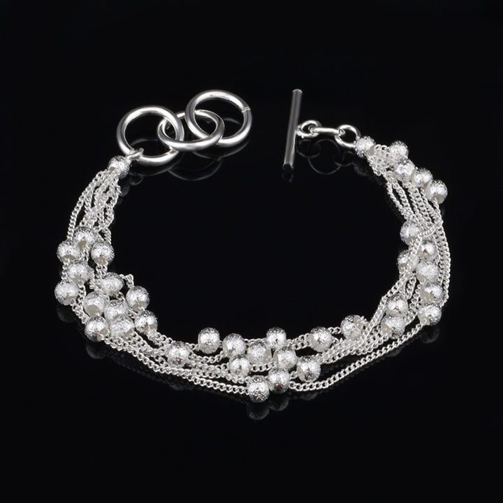 Women Shiny Faux Pearl Beads Bangle Shimmers Charm Chain Bracelet Jewelry Gift Image 3