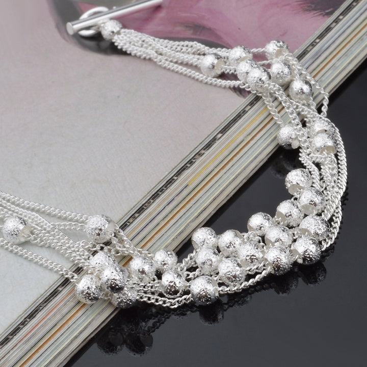 Women Shiny Faux Pearl Beads Bangle Shimmers Charm Chain Bracelet Jewelry Gift Image 4