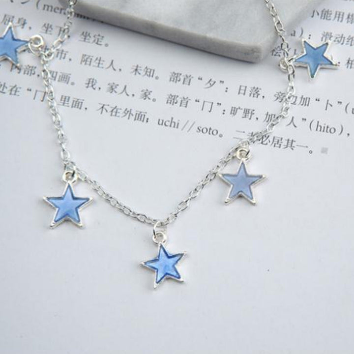 Fashion Unisex Blue Fluorescent Pentagonal Star Tassel Beach Anklet Bracelet Image 12