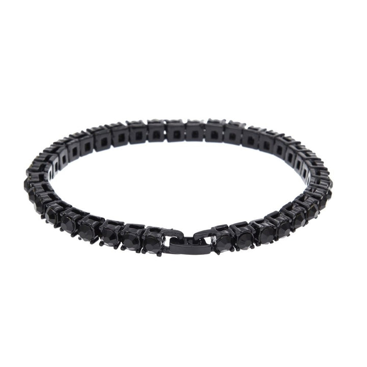 Fashion Single Row Rhinestone Inlaid Men Bracelet Bangle Party Jewelry Gift Image 2