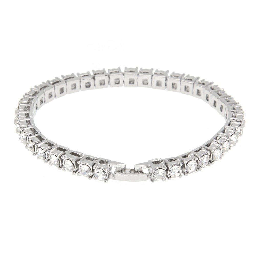 Fashion Single Row Rhinestone Inlaid Men Bracelet Bangle Party Jewelry Gift Image 3