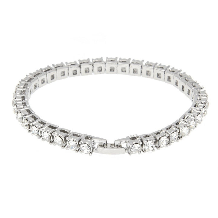 Fashion Single Row Rhinestone Inlaid Men Bracelet Bangle Party Jewelry Gift Image 1