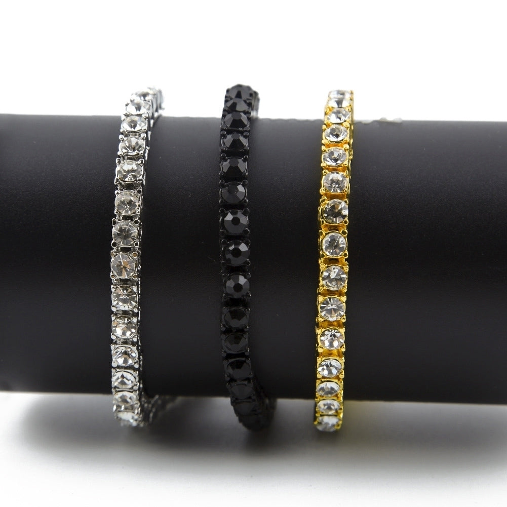 Fashion Single Row Rhinestone Inlaid Men Bracelet Bangle Party Jewelry Gift Image 4