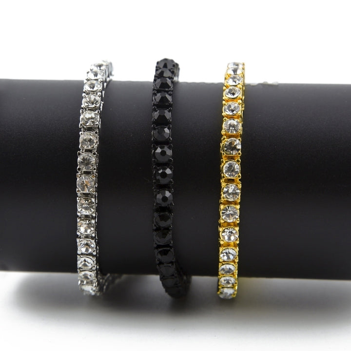 Fashion Single Row Rhinestone Inlaid Men Bracelet Bangle Party Jewelry Gift Image 4