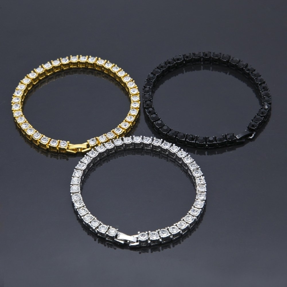 Fashion Single Row Rhinestone Inlaid Men Bracelet Bangle Party Jewelry Gift Image 6