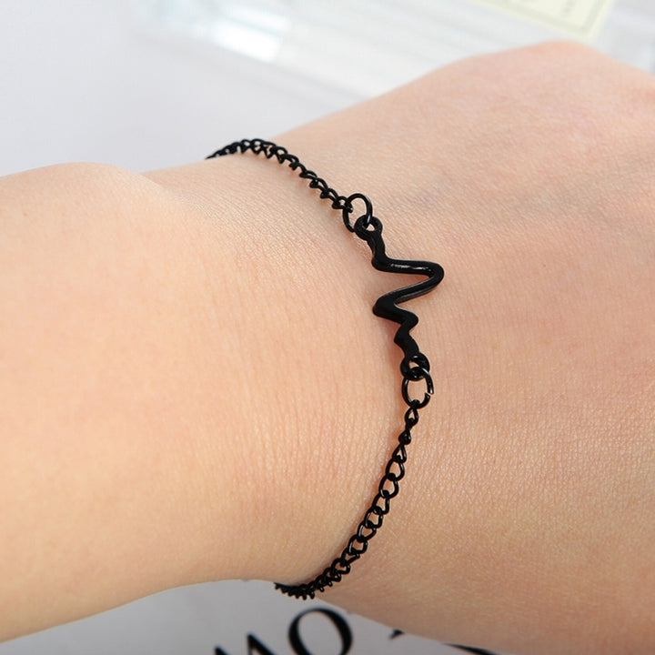 Unique Sound Wave Bangle Chain Bracelet Wristband Women Couple Jewelry Gift Image 4