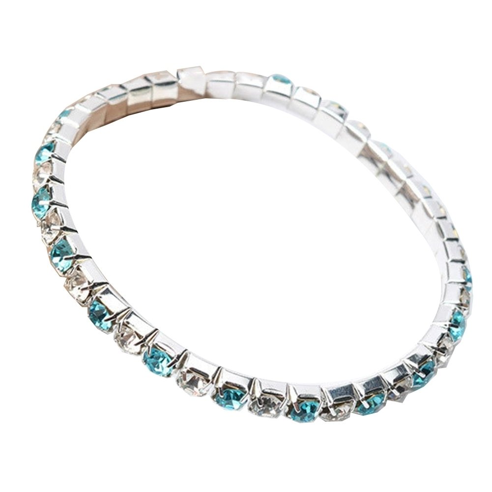 Luxury Women Single Row Full Rhinestone Inlaid Bracelet Elastic Bangle Jewelry Image 1