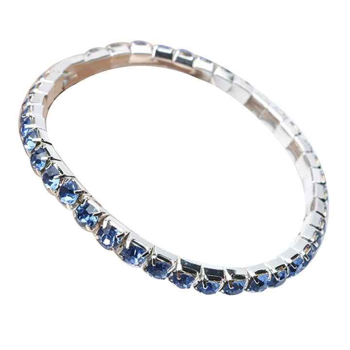 Luxury Women Single Row Full Rhinestone Inlaid Bracelet Elastic Bangle Jewelry Image 6