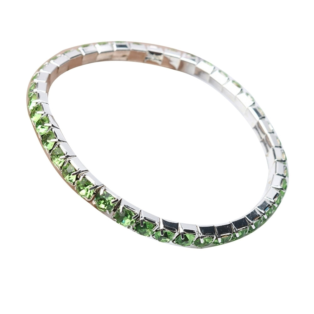 Luxury Women Single Row Full Rhinestone Inlaid Bracelet Elastic Bangle Jewelry Image 7