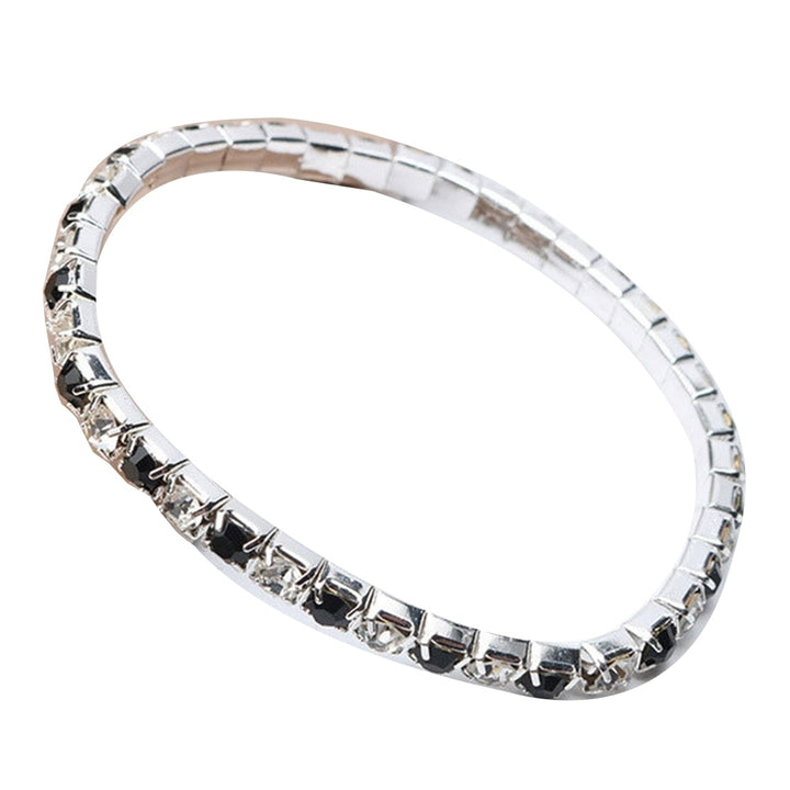 Luxury Women Single Row Full Rhinestone Inlaid Bracelet Elastic Bangle Jewelry Image 8