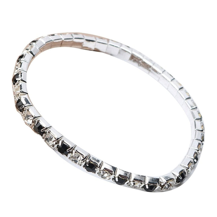 Luxury Women Single Row Full Rhinestone Inlaid Bracelet Elastic Bangle Jewelry Image 1